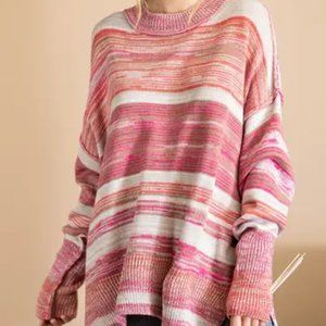 NWT-Striped Crew Neck Sweater-Sz M/L
